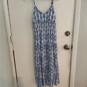 Blue and White Floral Maxi Dress